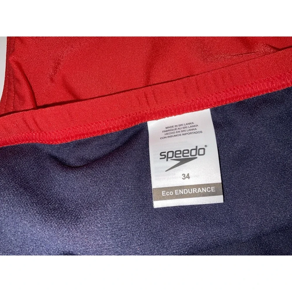 NWT Men's Speedo Vibe Collection Eco Endurance Brief Swim Trunks High Rsk Red 34